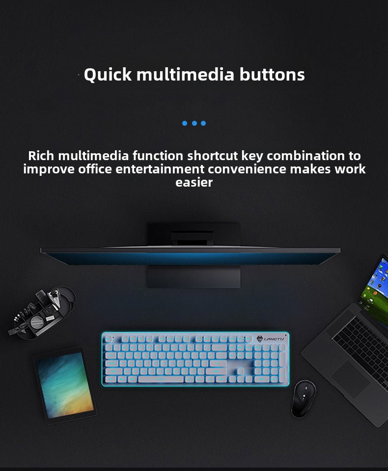 Wolf Road L1Mute Keyboard Mouse Suit Wired Luminous Computer Office Universal Double Injection Non-Fading Key Cap