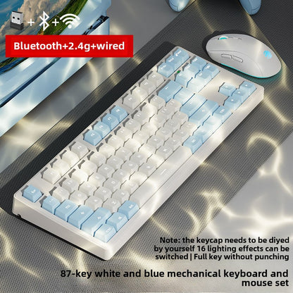 Pioneer Wireless Bluetooth Three-Model Mechanical Keyboard Keyclick Linear Action Computer E-Sports Gaming Office Keyboard Alternate Action Or Ergonamic