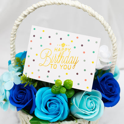 INS Birthday Thanks Simple Gilding Greeting Card Flower Shop Gift Festival Message Card