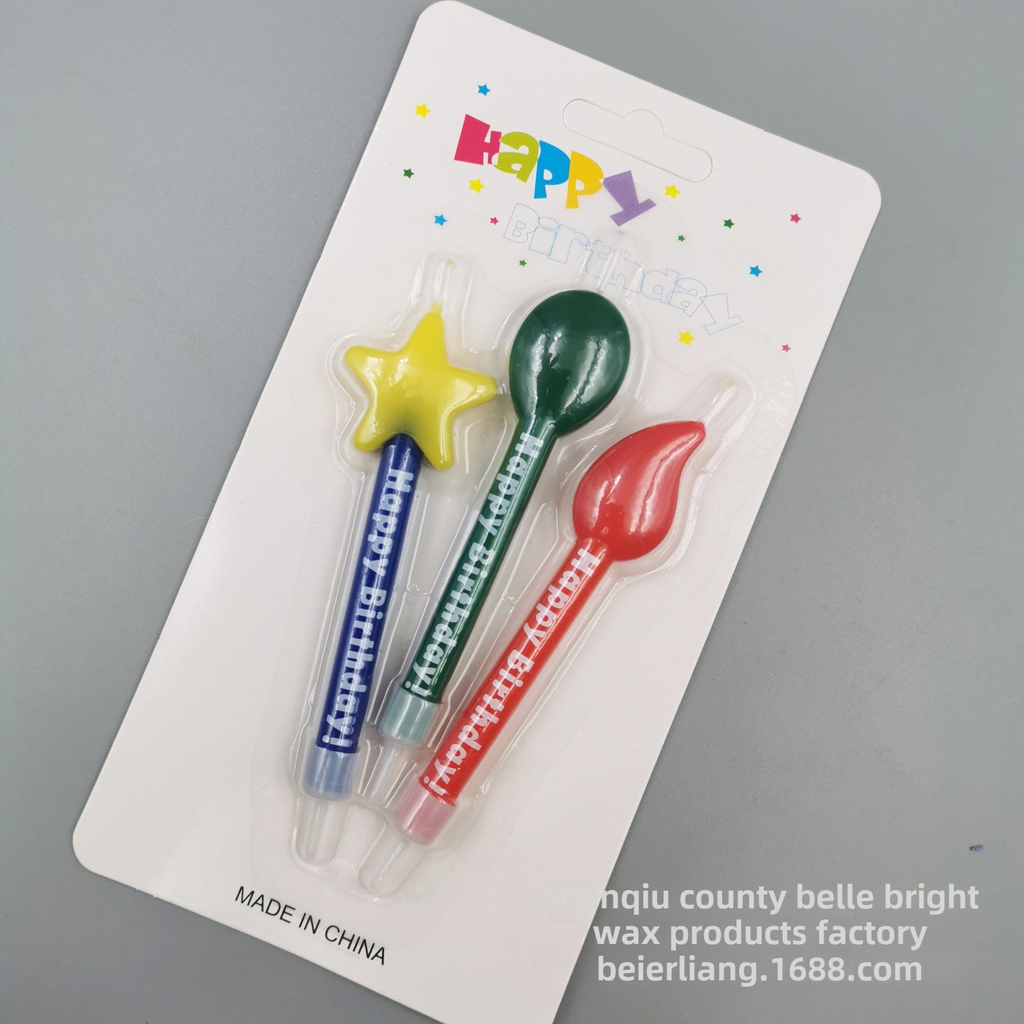 Colorful Printing Happy Birthday Letter Candle Creative Cartoon Five-Pointed Star Spark Seedling Balloon Shape Birthday Candle