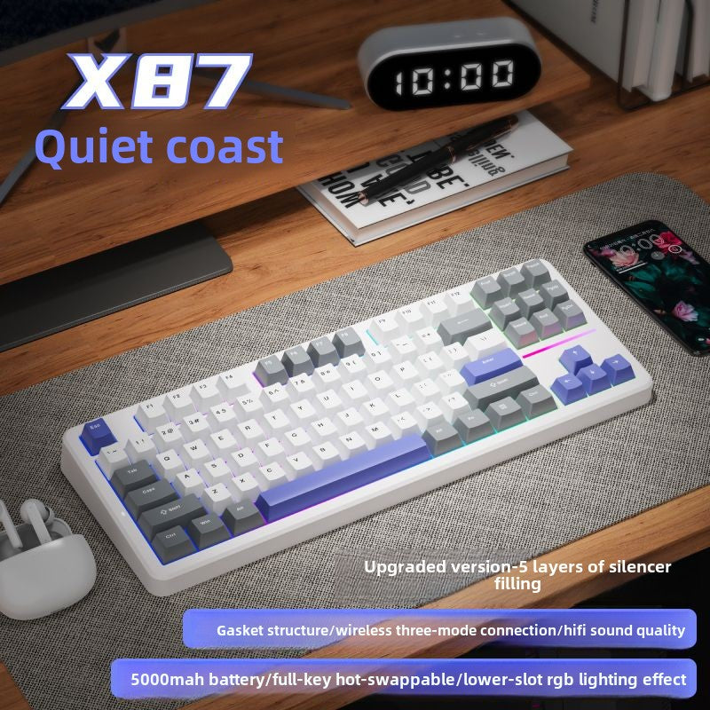 Forerunner X87Customized Mechanical Keyboard gasket Structure Side Carved Wireless Three-Mode Bluetooth Mahjong Sound HiFi