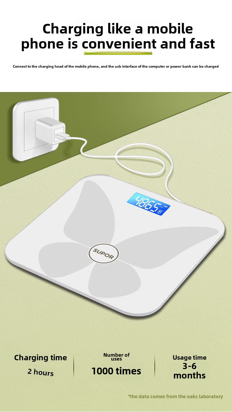 Supor Body Fat Scale Home High Precision Rechargeable Electronic Weight Scale Dormitory Weight Loss Dedicated Intelligence Body Scale