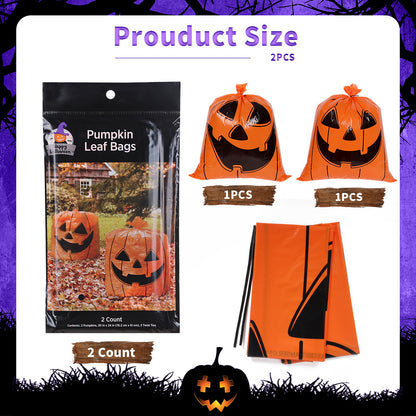 Halloween Pumpkin Leaf Bag 24*30 Inch Halloween Spoof Pumpkin Skull Expression Decoration Ornaments