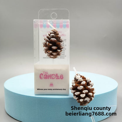 New Creative Christmas Pine Cone Shape Christmas Candle Christmas Party Cake Decoration Birthday Candle