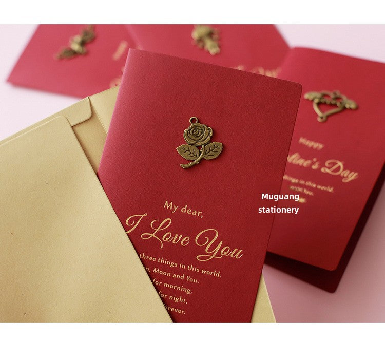 Oath Card Vintage Metal DIY Thank-You Card Kinds of Paper Bronzing Valentine's Day Greeting Card Invitation Card of Wedding