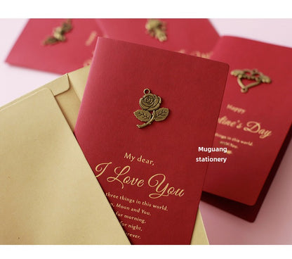 Oath Card Vintage Metal DIY Thank-You Card Kinds of Paper Bronzing Valentine's Day Greeting Card Invitation Card of Wedding