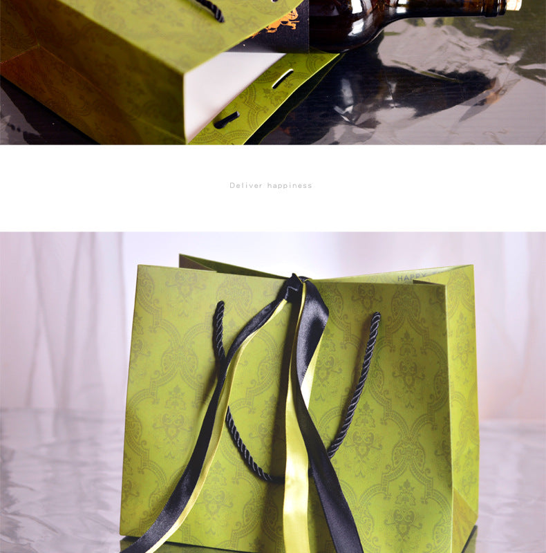 Green Mid-Autumn Festival Gift Bag Gift Packaging Bag Light Luxury Clothing Bag Candy Buggy Bag Free Ribbon