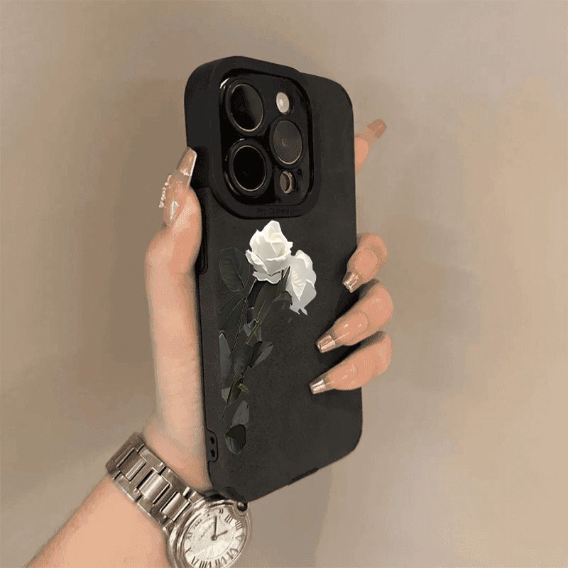 Suitable for Apple16pro Phone case15maxiPhone Anti-Fall Art Dark Flowers14All Inclusive13Soft