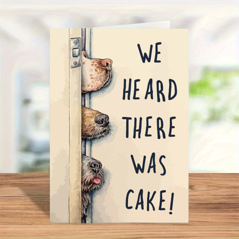 Dog Birthday Cake Card Dog Birthday Greeting Card Dog Card Funny Card Birthday Greeting Card + Envelope