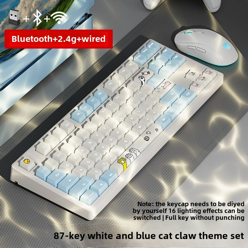 Pioneer Wireless Bluetooth Three-Model Mechanical Keyboard Keyclick Linear Action Computer E-Sports Gaming Office Keyboard Alternate Action Or Ergonamic