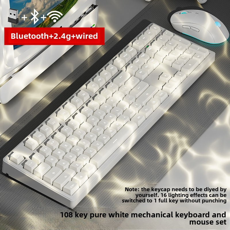 Pioneer Wireless Bluetooth Three-Model Mechanical Keyboard Keyclick Linear Action Computer E-Sports Gaming Office Keyboard Alternate Action Or Ergonamic