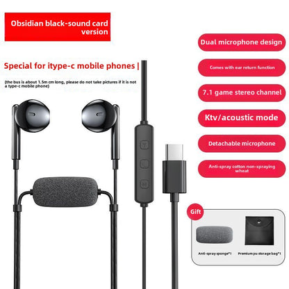 Platinum Mai SK7Dual Microphone K Song Headset Wired with Sound Card Monitor Computer Game for Apple Huawei