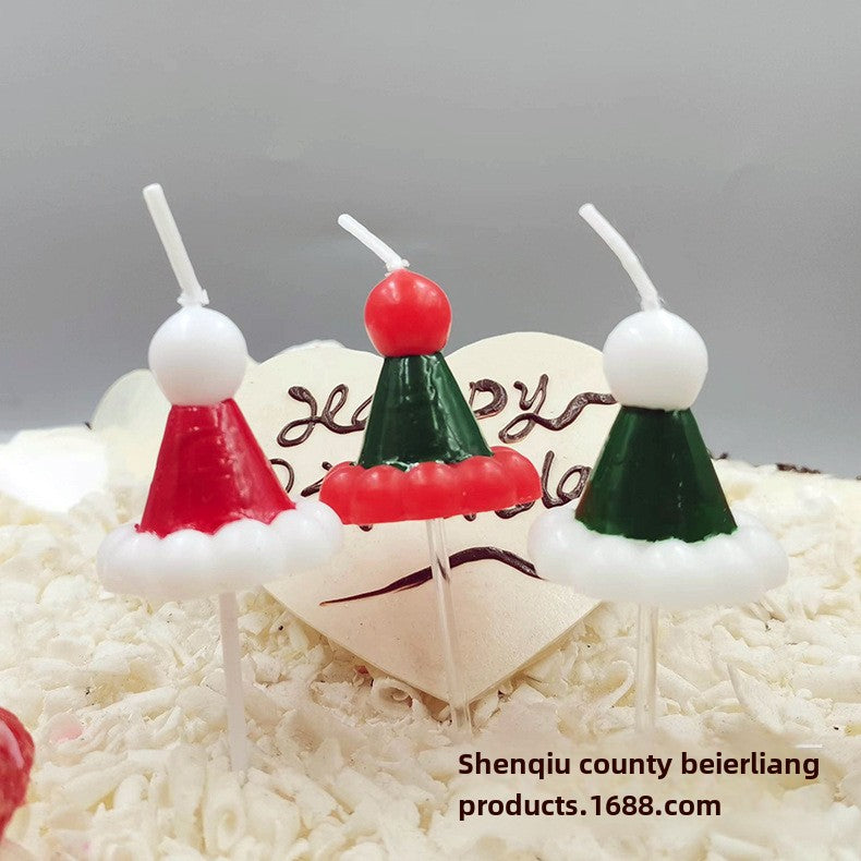 Christmas Hat Candle Atmosphere Decorative Candle Children's Cake Decorative Cute Christmas Hat Candle Creative