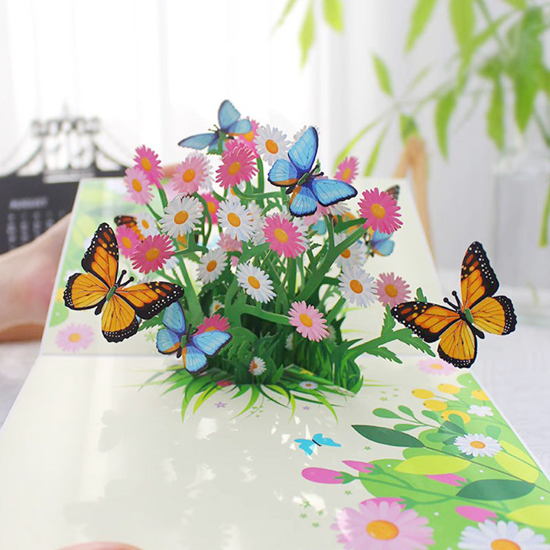 Birthday Stereoscopic Greeting Cards 3D Bouquet Card Thanksgiving Gift Teacher Creative Gift Decoration