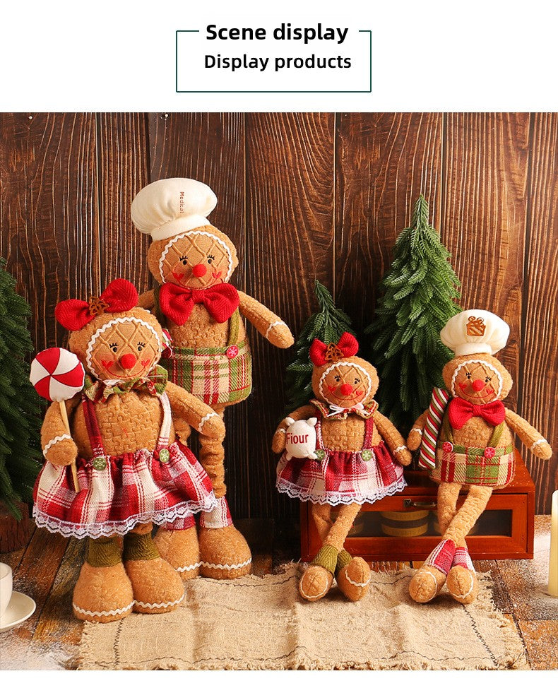 Christmas Gingerbread Man Doll Series Fabric Long Legs Window Decoration Christmas Christmas Tree Decoration Christmas Stockings Hanging Ornaments