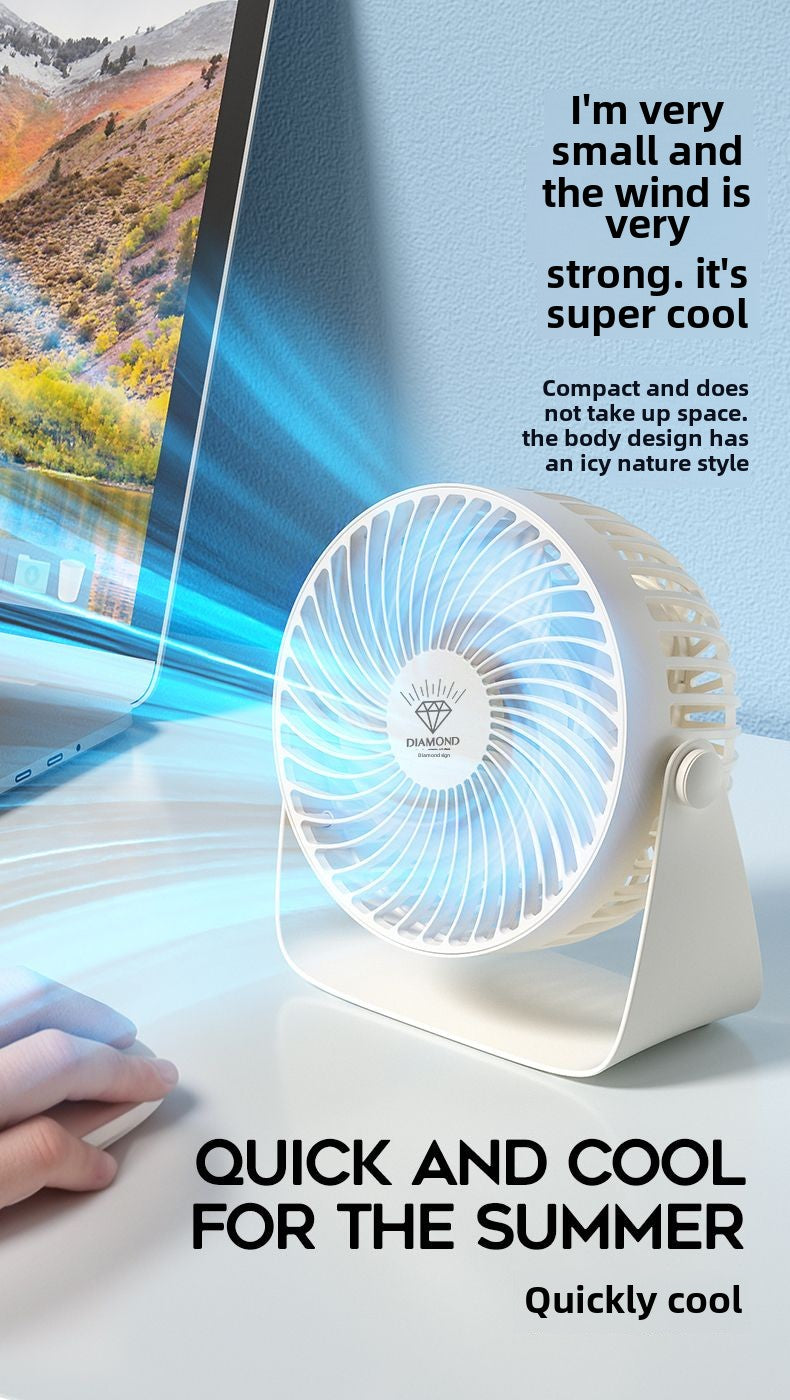 Diamond Plate usb Little Fan Rechargeable Fan Desktop Mute Office Wind Desk Small Student Household