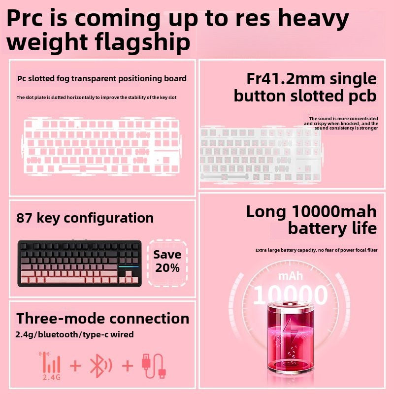 Forerunner X87Customized Mechanical Keyboard gasket Structure Side Carved Wireless Three-Mode Bluetooth Mahjong Sound HiFi