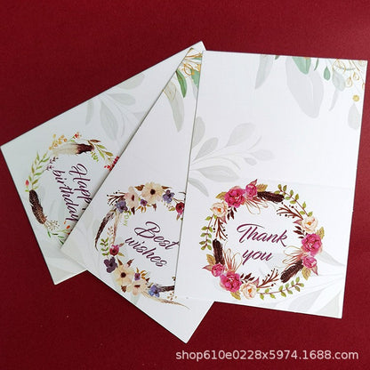 In Stock Exquisite European Color Printing Birthday Card Cute Refreshing Thank-You Card Flower Shop Hand Gift Small Greeting Card