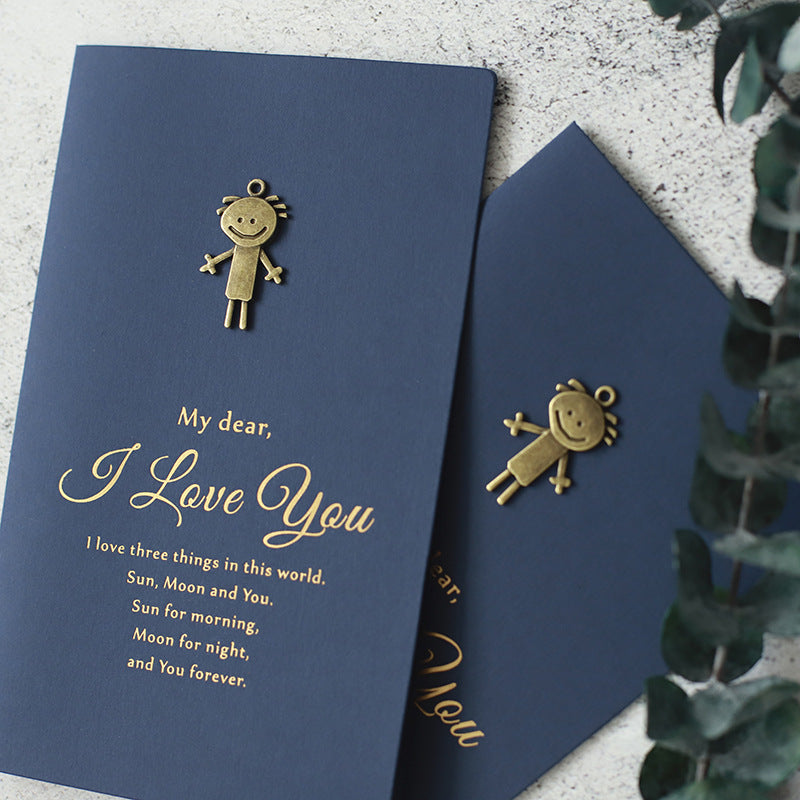 Oath Card Vintage Metal DIY Thank-You Card Kinds of Paper Bronzing Valentine's Day Greeting Card Invitation Card of Wedding