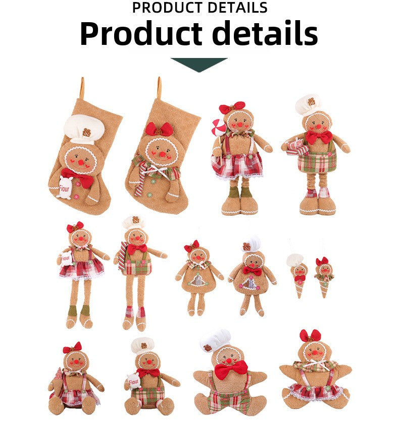 Christmas Gingerbread Man Doll Series Fabric Long Legs Window Decoration Christmas Christmas Tree Decoration Christmas Stockings Hanging Ornaments