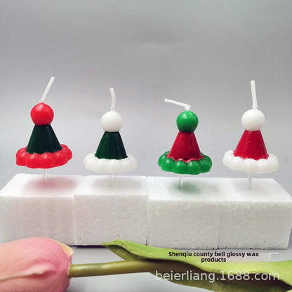 Christmas Hat Candle Atmosphere Decorative Candle Children's Cake Decorative Cute Christmas Hat Candle Creative