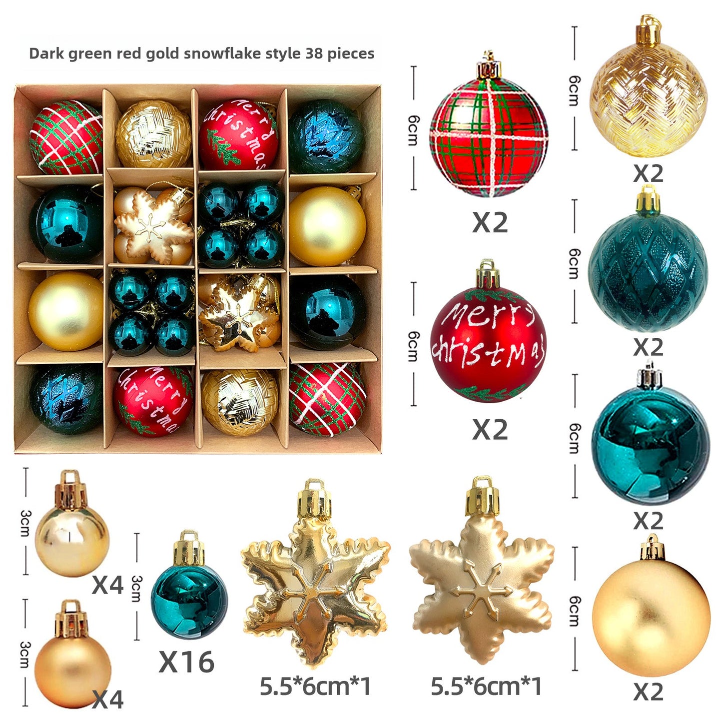 Christmas Decoration 6cm Electroplating Ball Plastic Ball Shaped Painted Christmas Ball Gift Christmas Tree Pendant