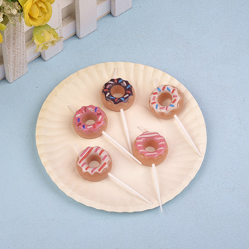 Birthday Decoration Donut Candle Children's Cake Baking Dessert Wish Cute Shape Birthday Candle 5 Pieces