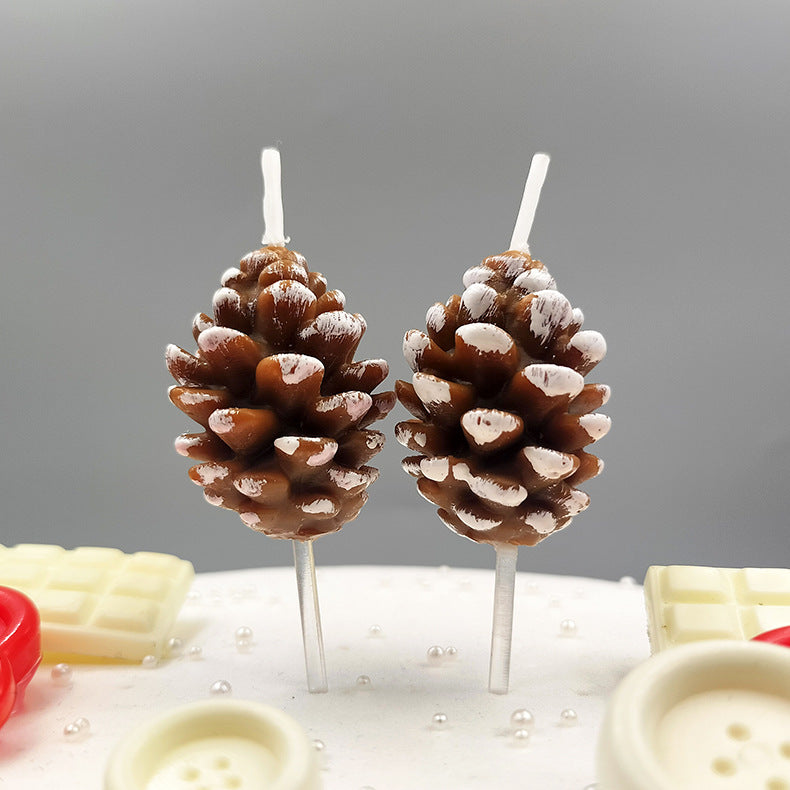 New Creative Christmas Pine Cone Shape Christmas Candle Christmas Party Cake Decoration Birthday Candle