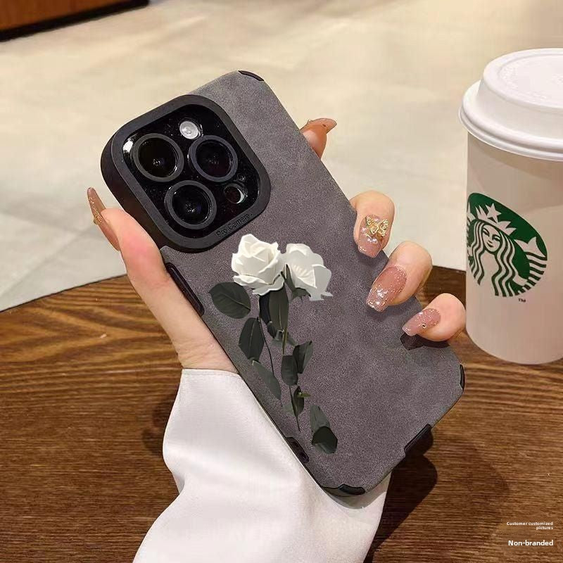 Suitable for Apple16pro Phone case15maxiPhone Anti-Fall Art Dark Flowers14All Inclusive13Soft