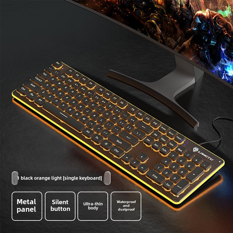 Wolf Road L1Mute Keyboard Mouse Suit Wired Luminous Computer Office Universal Double Injection Non-Fading Key Cap