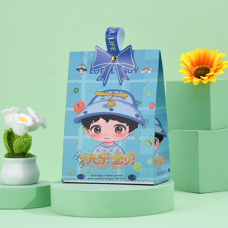 Happy Baby Cartoon Baby Gift Box for One Month Old Hundred Days Banquet Handbag Gift Box Cartoon Wedding Candies Box Bag