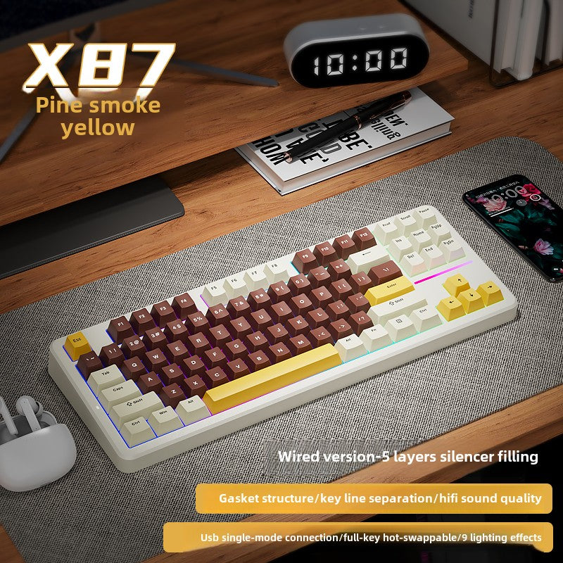 Forerunner X87Customized Mechanical Keyboard gasket Structure Side Carved Wireless Three-Mode Bluetooth Mahjong Sound HiFi