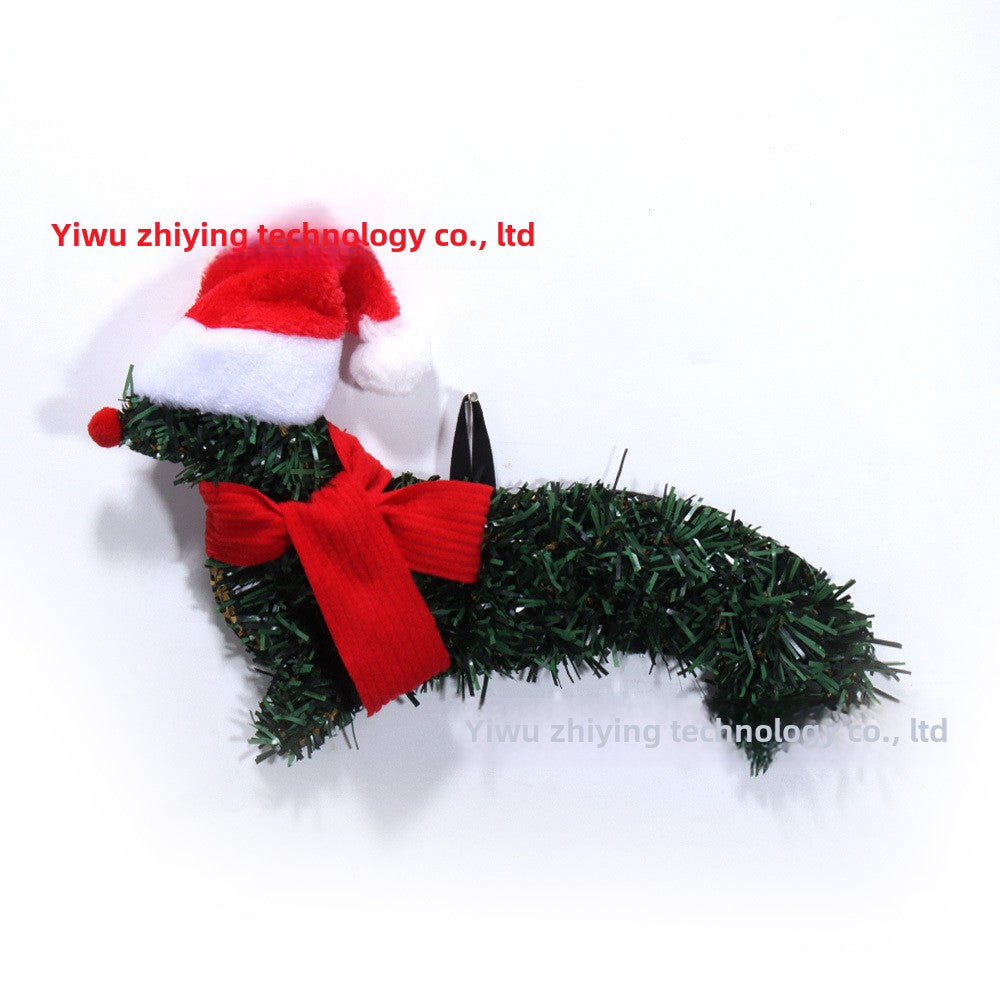 Christmas Hat Simulation Animal Garland Led Luminous Front Door Decoration Christmas Atmosphere Decoration Pendant