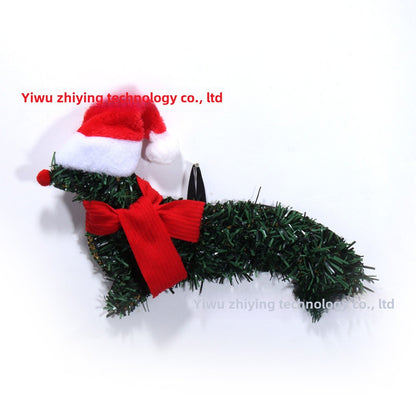 Christmas Hat Simulation Animal Garland Led Luminous Front Door Decoration Christmas Atmosphere Decoration Pendant