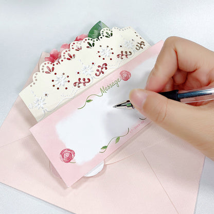 Birthday Stereoscopic Greeting Cards Ins Style 3D Birthday Cake Rose Message Card Creative Folding Blessing Card