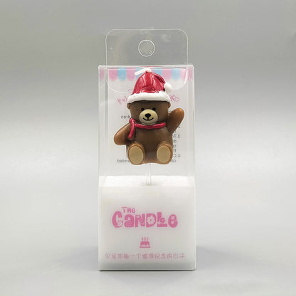 Individually Packaged Cute Waving Scarf Christmas Hat Bear Birthday Candle Christmas Party Cake Decoration Candle