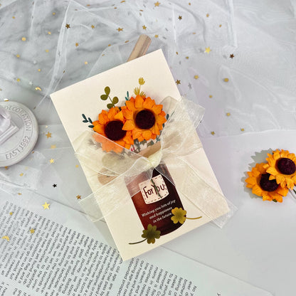 Dried Flower Greeting Card Artificial Flower Greeting Card Rose Greeting Card Gift with Birthday Gift for Girlfriend