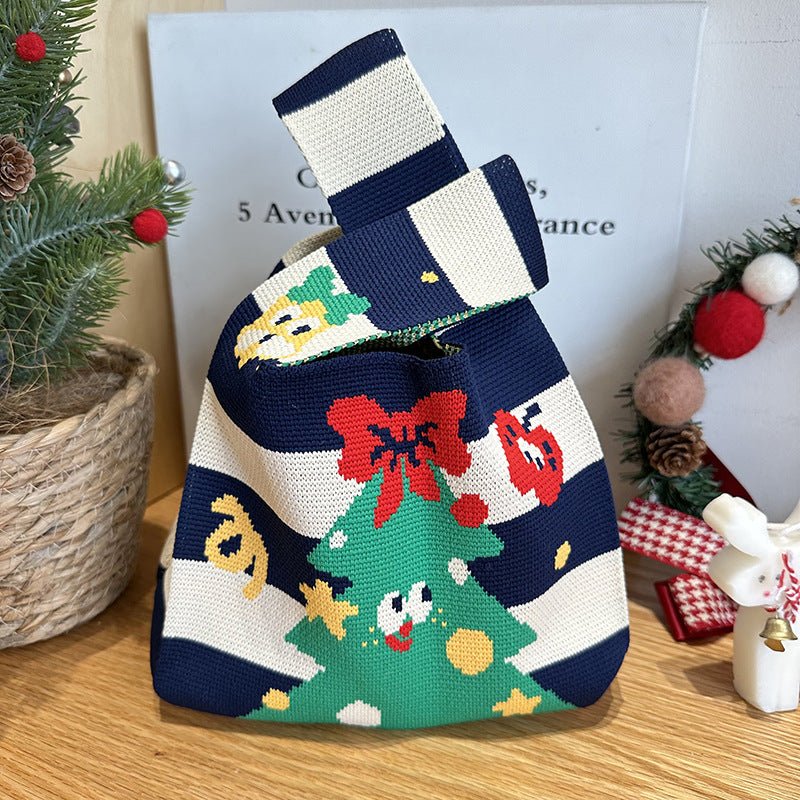 Christmas Cute Knitting Baby Christmas Tree Tote Handbag Women's Handbag with Hand Gift Bag