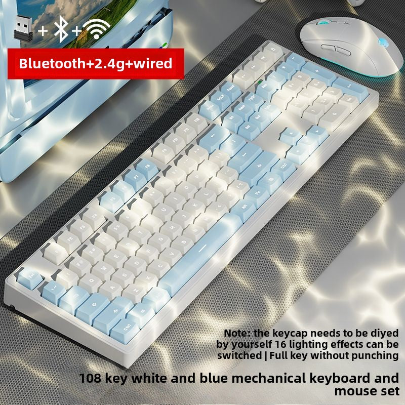 Pioneer Wireless Bluetooth Three-Model Mechanical Keyboard Keyclick Linear Action Computer E-Sports Gaming Office Keyboard Alternate Action Or Ergonamic