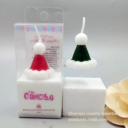 Christmas Hat Candle Atmosphere Decorative Candle Children's Cake Decorative Cute Christmas Hat Candle Creative