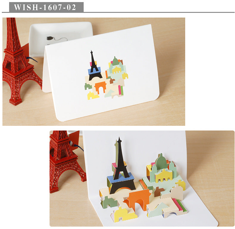 Birthday Cake 3D Stereoscopic Greeting Cards Ins Style Holiday Invitation Girlfriends' Gift Creative Folding Paper Carving Blessing Card