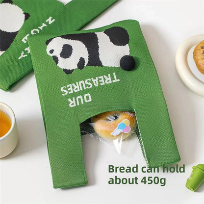 Panda Knitted National Style Panda Moon Cake Handbag Baking Green Bean Cake Biscuit Packaging Knitted Gift Band Gift