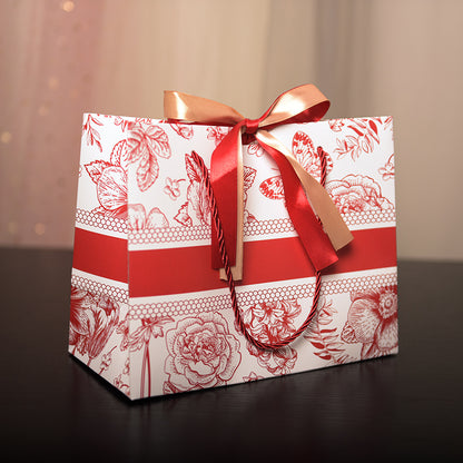 In stock gift bag color paper bag packaging bag with ribbon holiday gift bag clothing handbag clothing