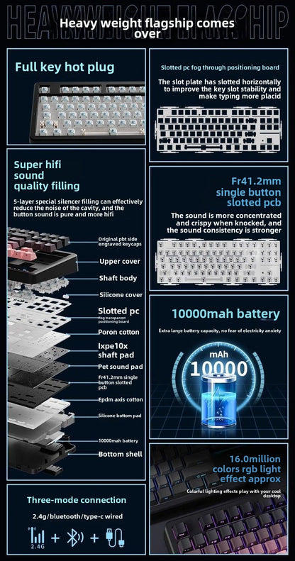 Forerunner X87Customized Mechanical Keyboard gasket Structure Side Carved Wireless Three-Mode Bluetooth Mahjong Sound HiFi