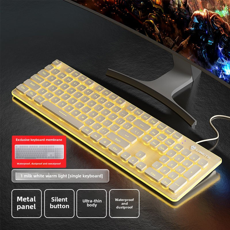 Wolf Road L1Mute Keyboard Mouse Suit Wired Luminous Computer Office Universal Double Injection Non-Fading Key Cap