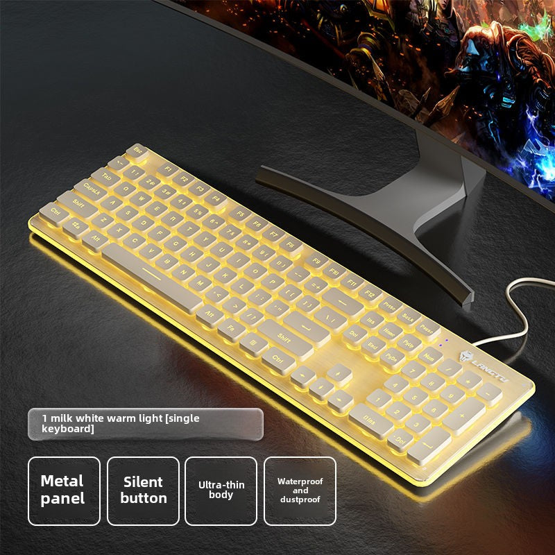 Wolf Road L1Mute Keyboard Mouse Suit Wired Luminous Computer Office Universal Double Injection Non-Fading Key Cap