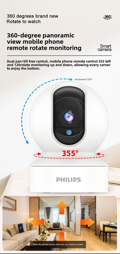 Philips Camera Surveillance Home HD Indoor Wireless4g Camera Mobile Phone Remote360Panoramic View