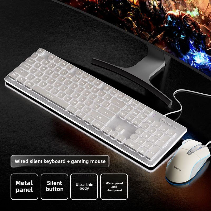 Wolf Road L1Mute Keyboard Mouse Suit Wired Luminous Computer Office Universal Double Injection Non-Fading Key Cap