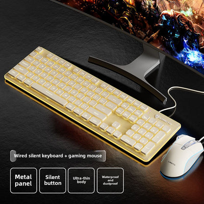 Wolf Road L1Mute Keyboard Mouse Suit Wired Luminous Computer Office Universal Double Injection Non-Fading Key Cap