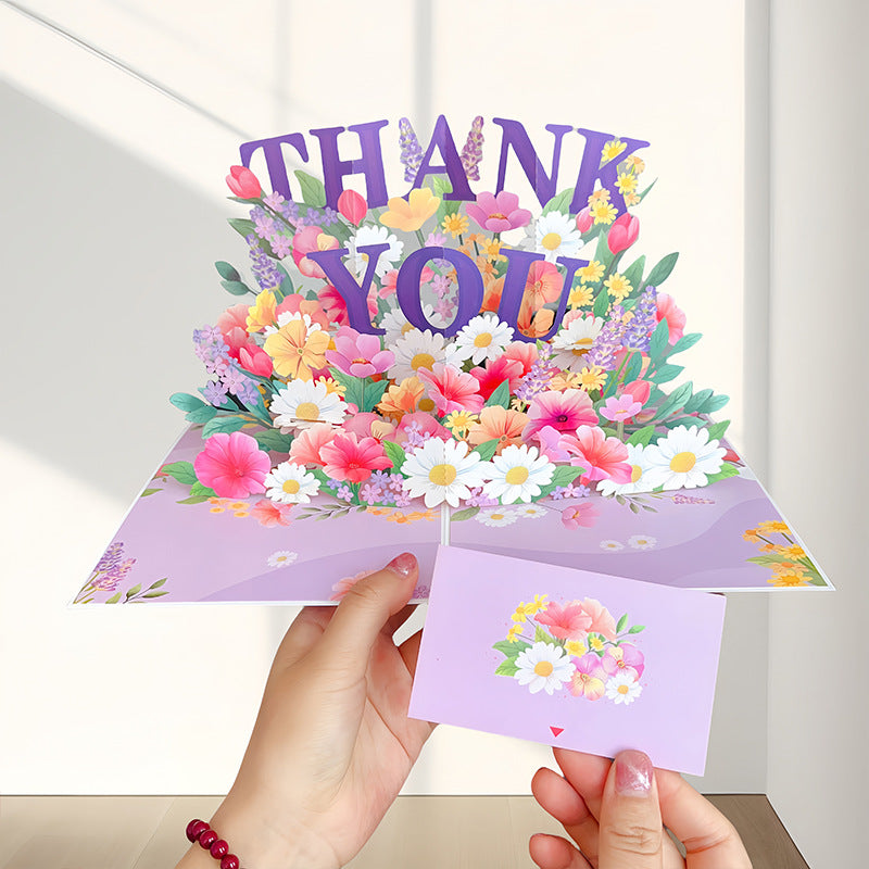 Birthday Stereoscopic Greeting Cards 3D Bouquet Card Thanksgiving Gift Teacher Creative Gift Decoration